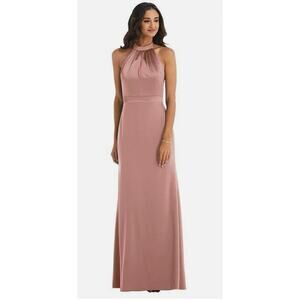 After Six NWT Sienna Pink Halter Neck Satin Chiffon Maxi Dress Formal Party 24W